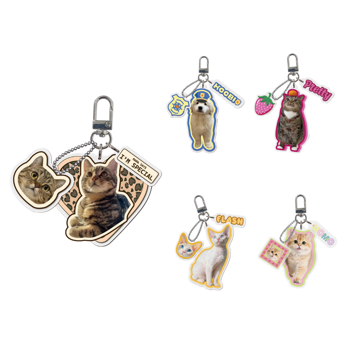 Custom Pet Keychain – Personalized Acrylic Bag Charm with Pet Photo & Name