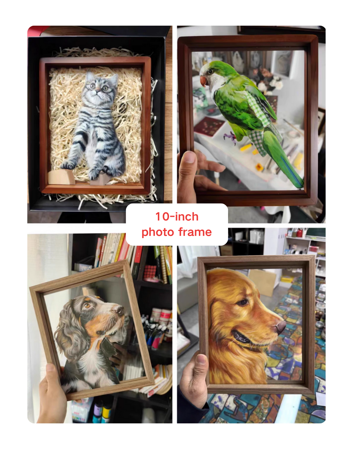 Custom Hand-Painted Pet Portrait Frame – Acrylic Painting on Glass