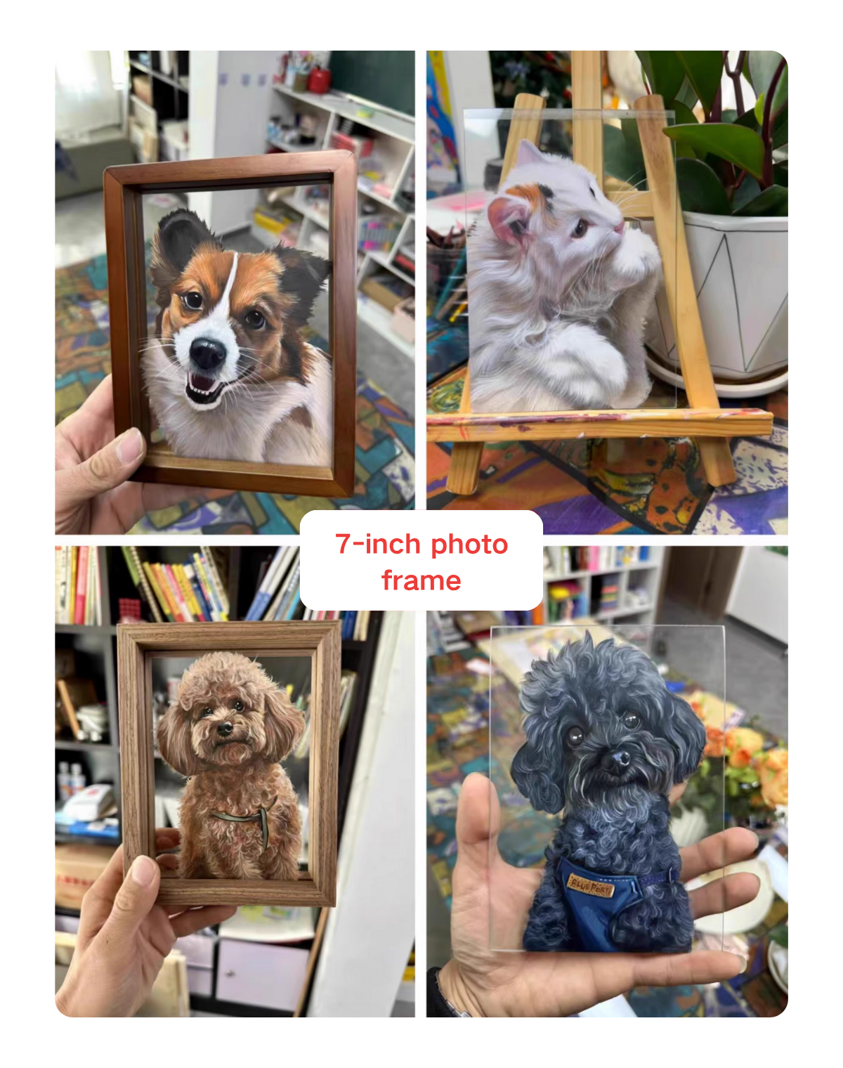 Custom Hand-Painted Pet Portrait Frame – Acrylic Painting on Glass