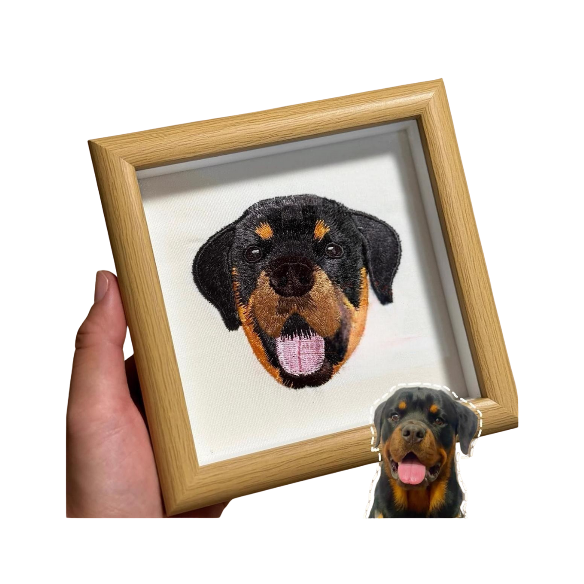 Custom Embroidered Pet Portrait – Framed Handmade Keepsake Gift