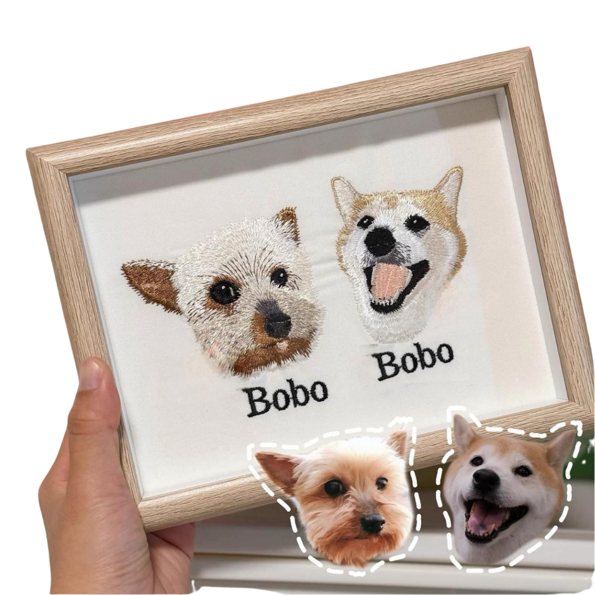 Custom Embroidered Pet Portrait – Framed Handmade Keepsake Gift