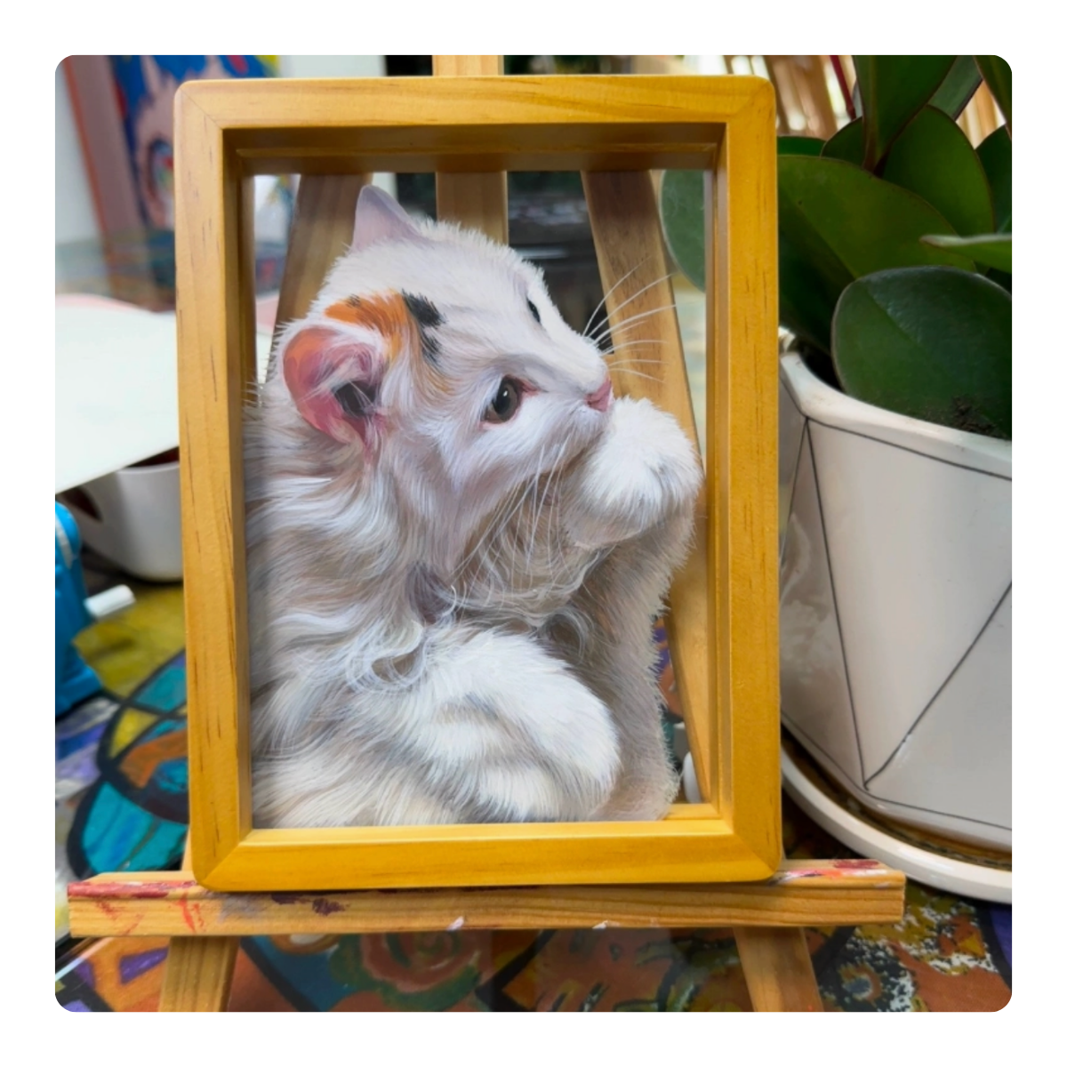 Custom Hand-Painted Pet Portrait Frame – Acrylic Painting on Glass