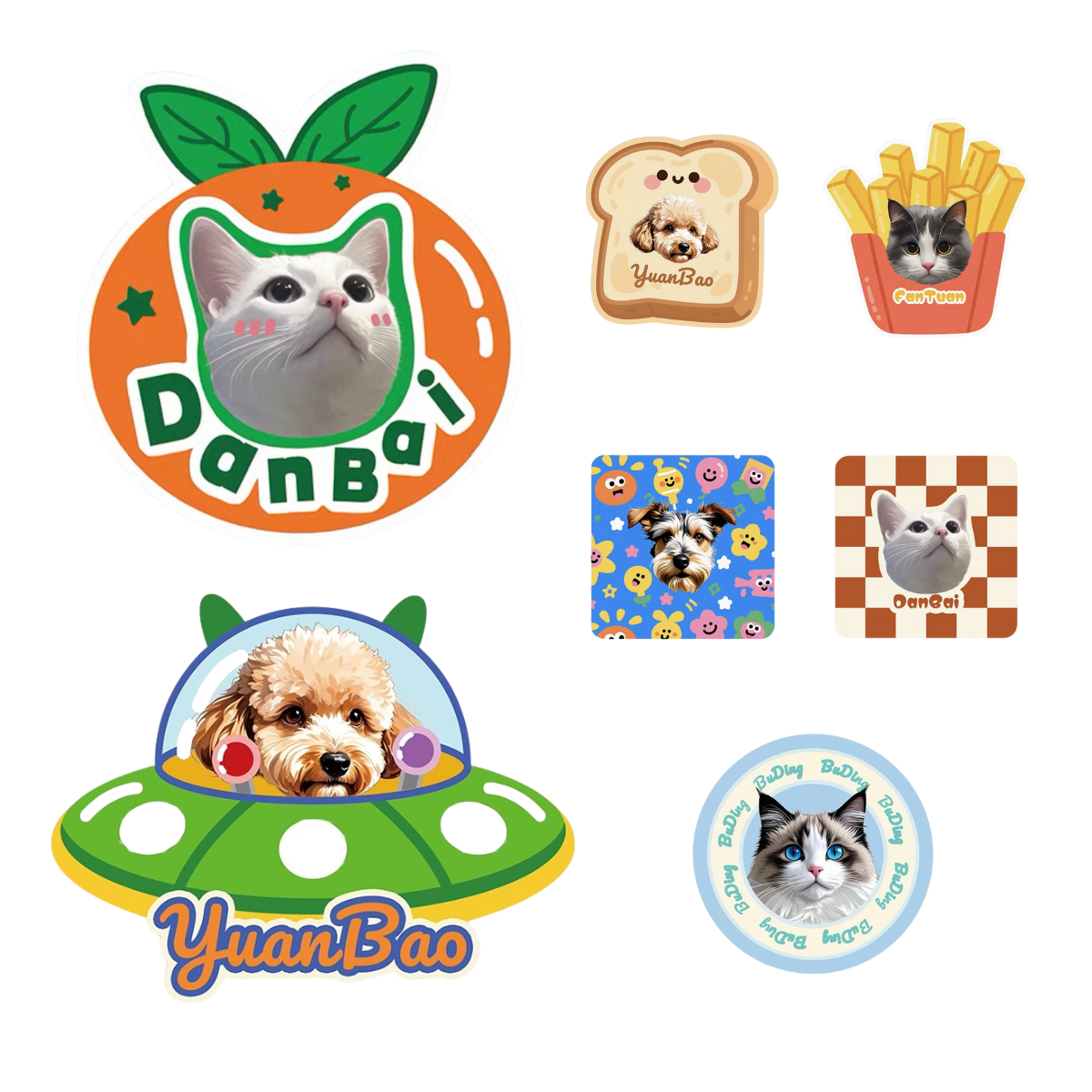 Custom Pet Photo Fridge Magnets – Hand-Drawn & Resin Coated, No Minimum