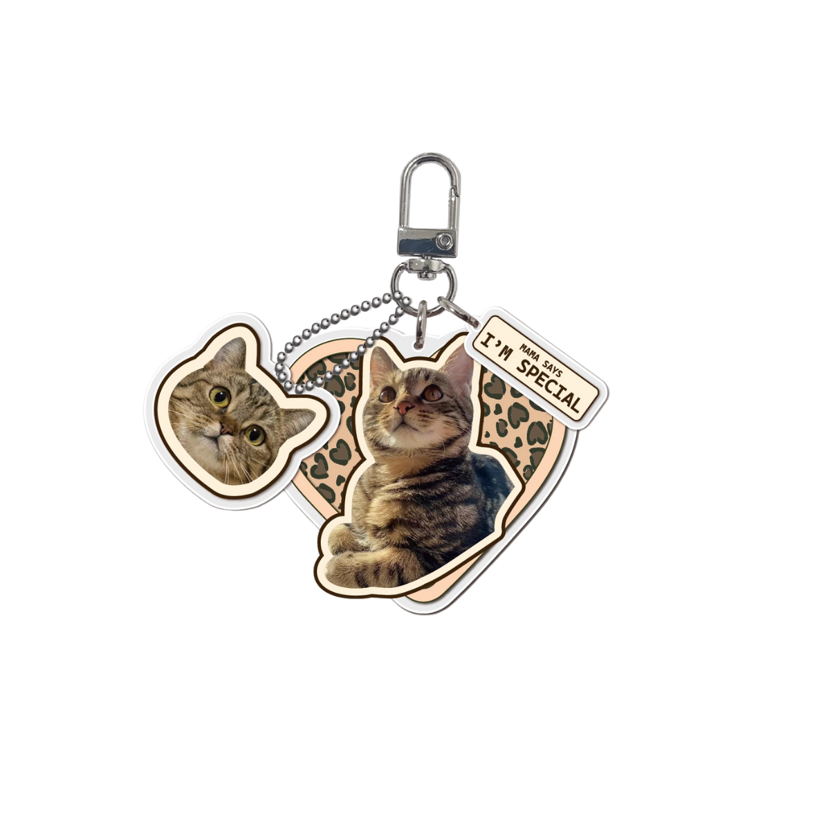 Custom Pet Keychain – Personalized Acrylic Bag Charm with Pet Photo & Name