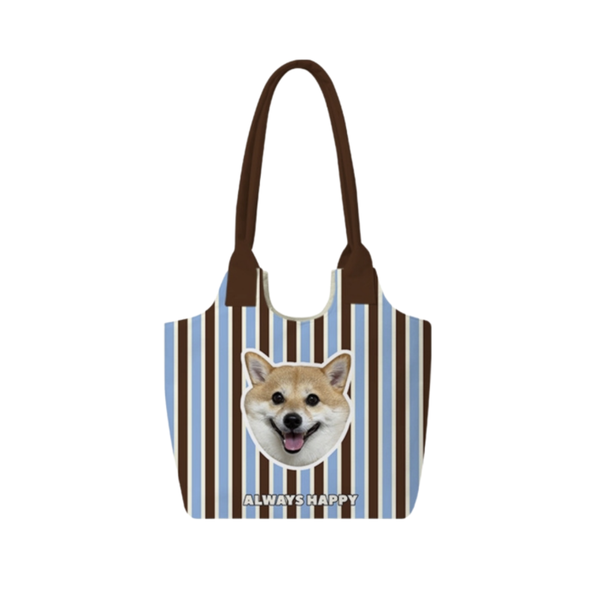 Custom Pet Photo Shoulder Bag – Striped Personalized Tote for Pet Lovers