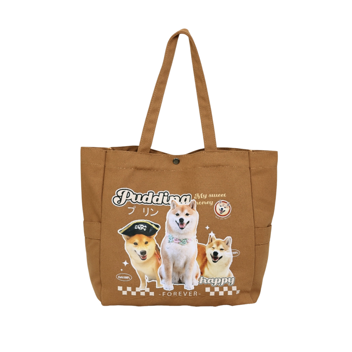 Custom Pet Canvas Tote – Large Shoulder Bag with Your Pet’s Photo & Name