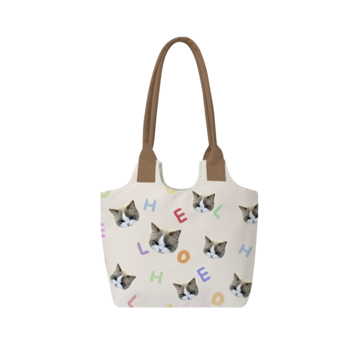 Custom Pet Photo Shoulder Bag – Solid Color Personalized Tote with Magnetic Closure