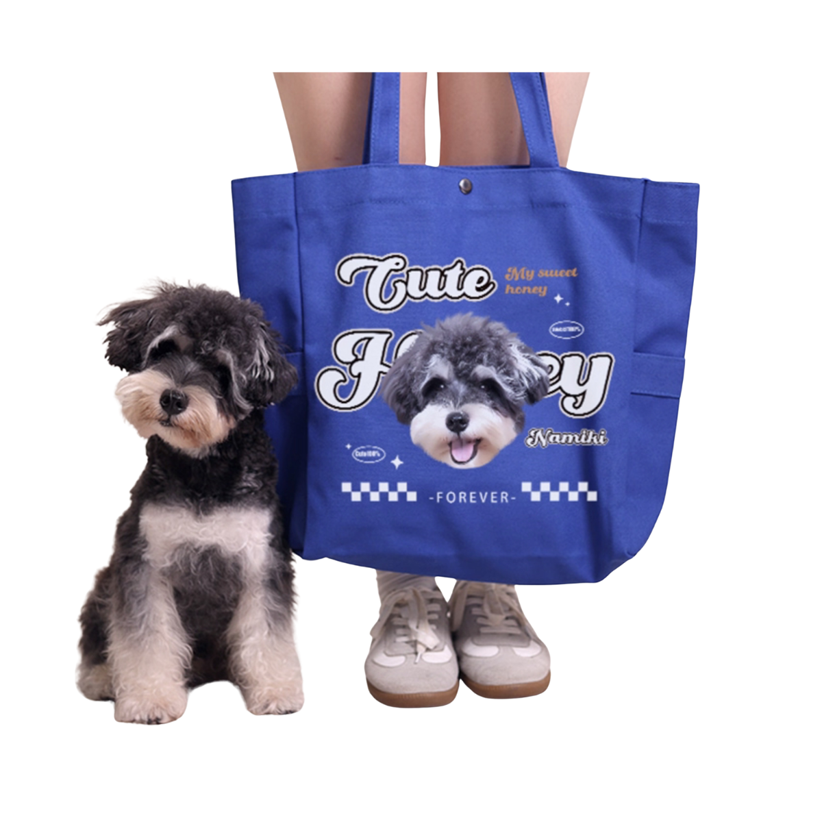 Custom Pet Canvas Tote – Large Shoulder Bag with Your Pet’s Photo & Name