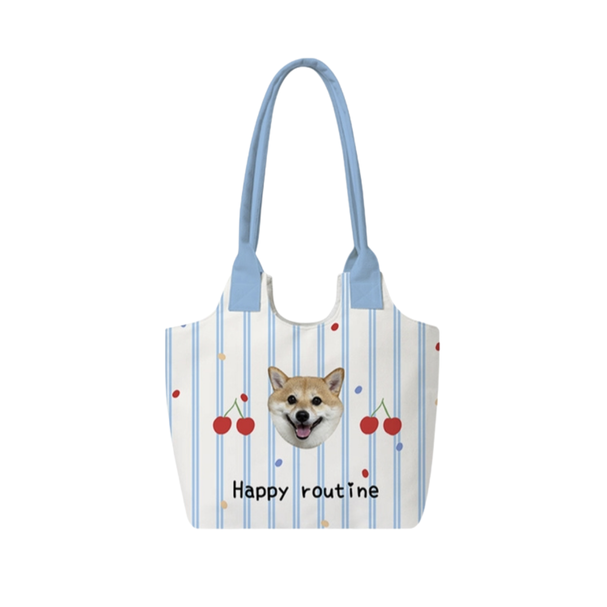 Custom Pet Photo Shoulder Bag – Striped Personalized Tote for Pet Lovers