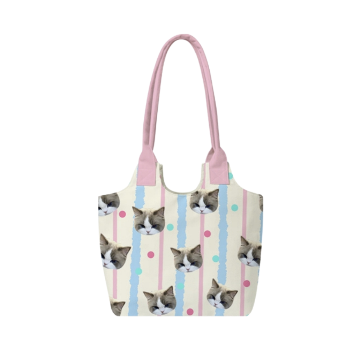 Custom Pet Photo Shoulder Bag – Striped Personalized Tote for Pet Lovers
