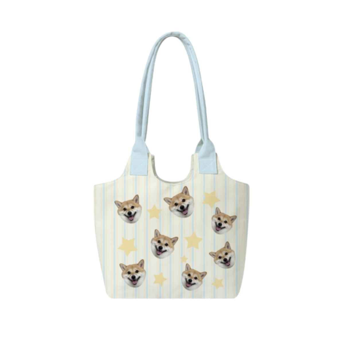 Custom Pet Photo Shoulder Bag – Striped Personalized Tote for Pet Lovers