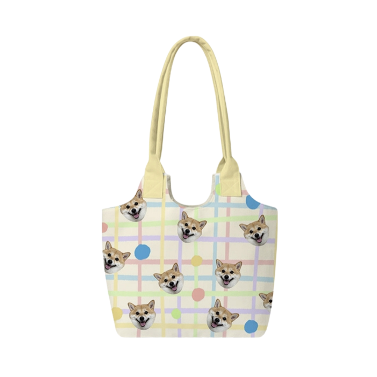Custom Pet Photo Shoulder Bag – Personalized Plaid Tote for Pet Lovers