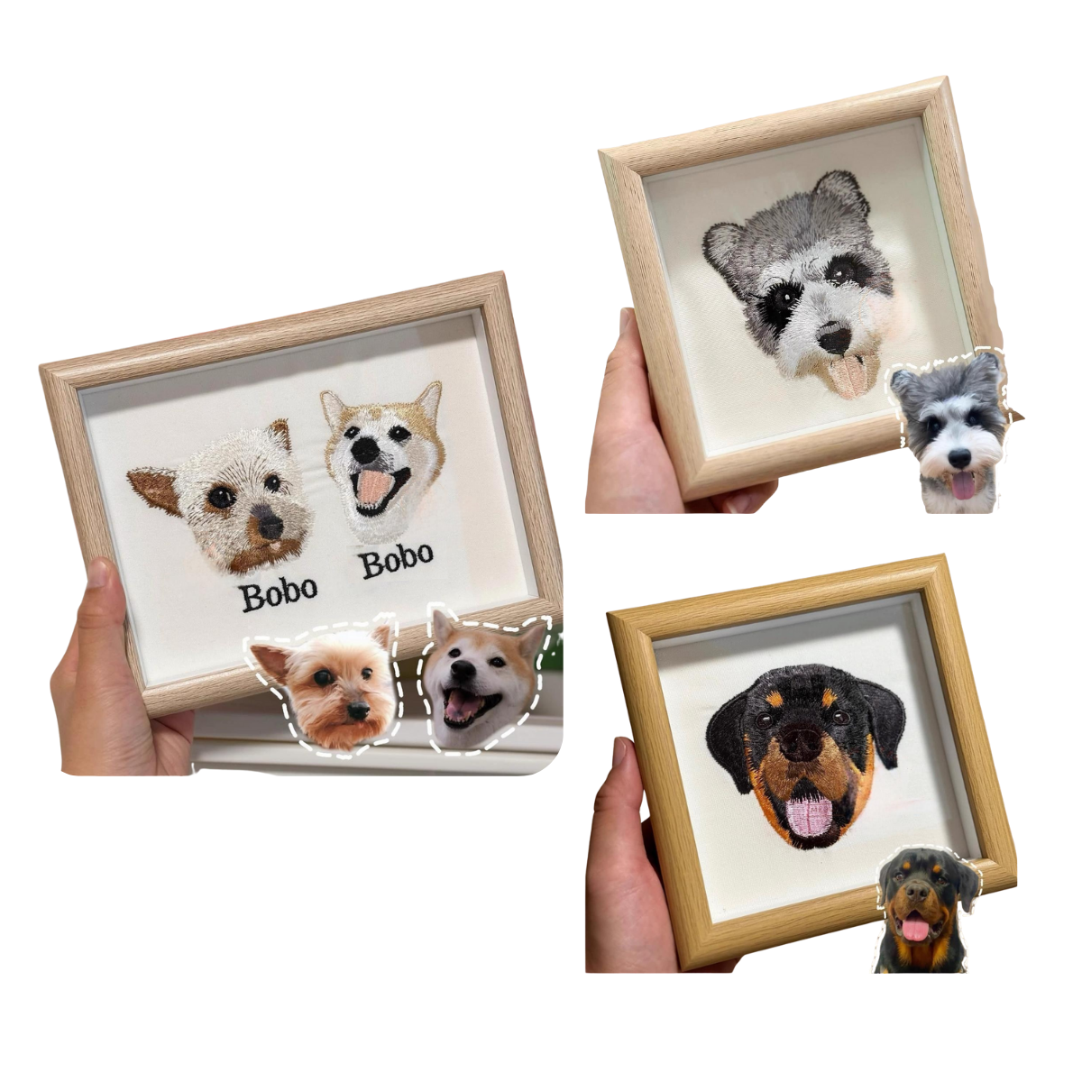 Custom Embroidered Pet Portrait – Framed Handmade Keepsake Gift