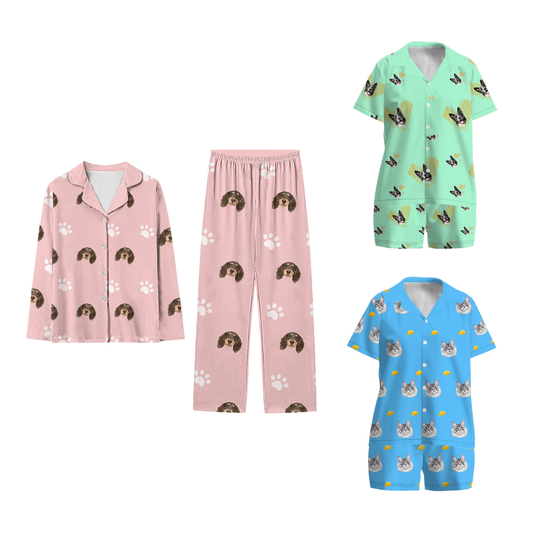 Custom Pet Face Pajamas for Adults – Personalized Sleepwear Gift
