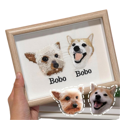 Custom Embroidered Pet Portrait – Framed Handmade Keepsake Gift