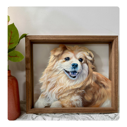 Custom Hand-Painted Pet Portrait Frame – Acrylic Painting on Glass
