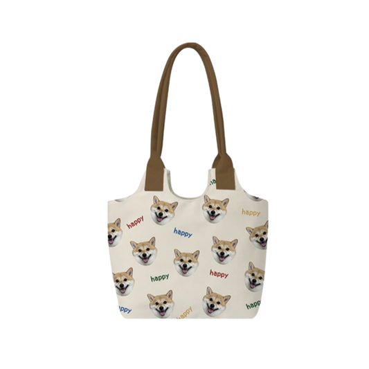 Custom Pet Photo Shoulder Bag – Solid Color Personalized Tote with Magnetic Closure