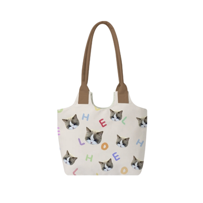 Custom Pet Photo Shoulder Bag – Solid Color Personalized Tote with Magnetic Closure