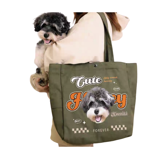 Custom Pet Canvas Tote – Large Shoulder Bag with Your Pet’s Photo & Name
