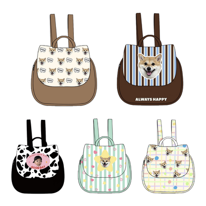 Custom Pet Face Backpack – Personalized Canvas Style for Dog & Cat Lovers